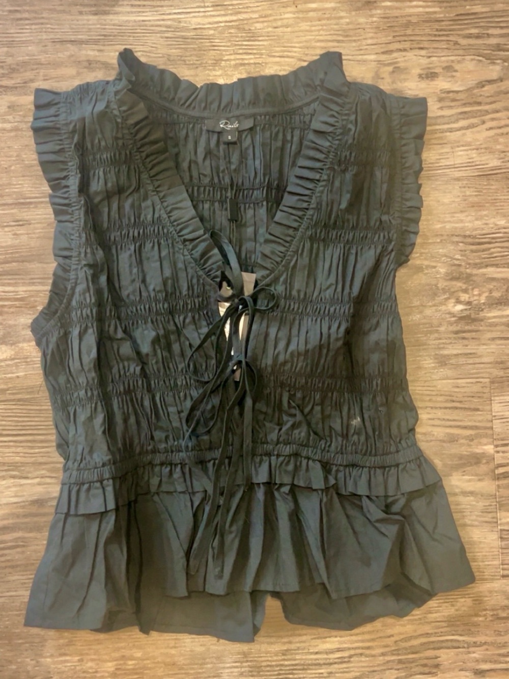 Rails Black Ruffle Tie-Front Sleeveless Blouse